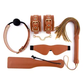 Blaze Elite BDSM Set Vegan Leather Cognac 5 Pieces