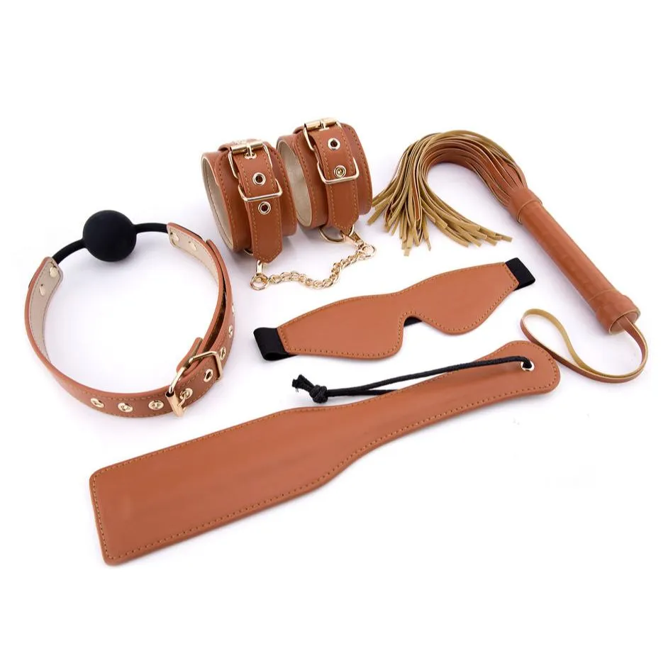 Blaze Elite BDSM Set Vegan Leather Cognac 5 Pieces