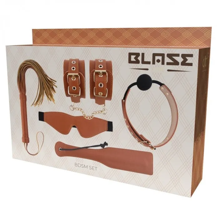 Blaze Elite BDSM Set Vegan Leather Cognac 5 Pieces