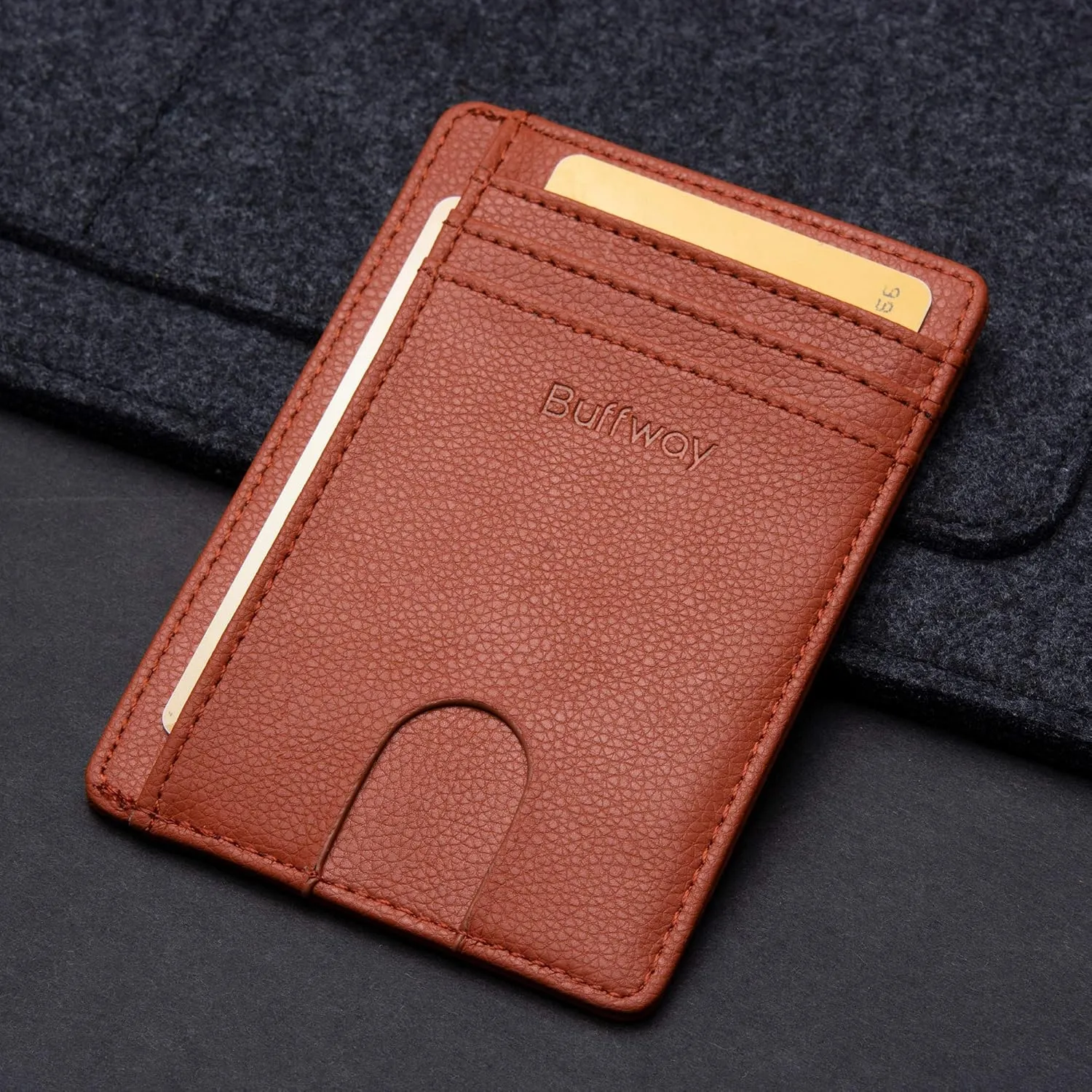 Buffway Slim Minimalist Front Pocket RFID Blocking Leather Wallets for Men and Women