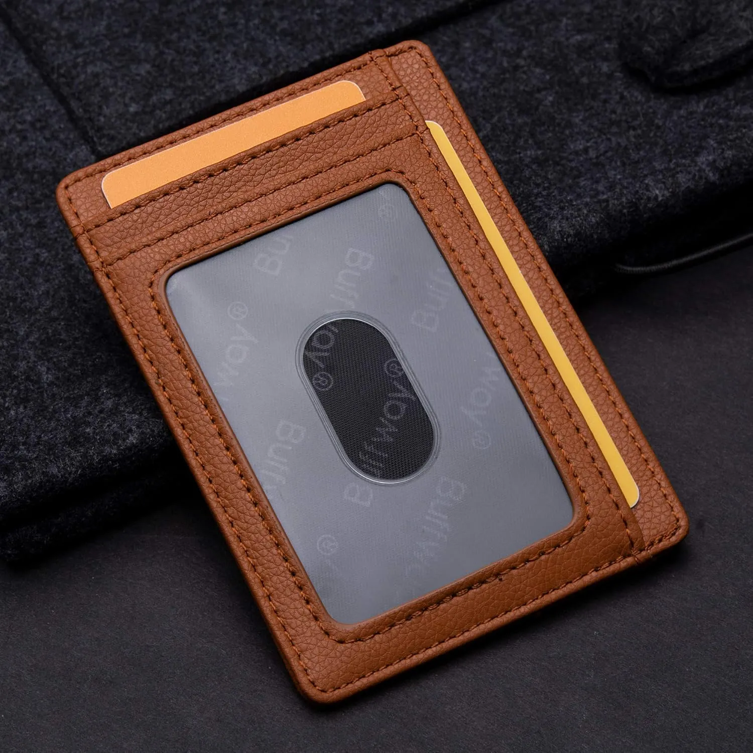 Buffway Slim Minimalist Front Pocket RFID Blocking Leather Wallets for Men and Women