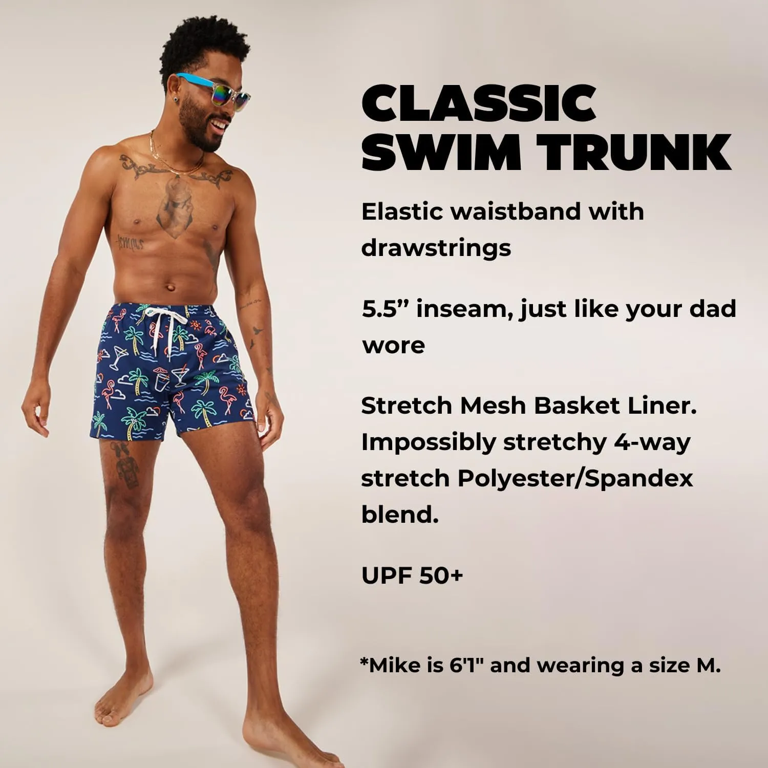Chubbies Mens Swim Trunks ?C Mens Swim Shorts with 4-Way Stretch, 5.5?? Beach Shorts with Elastic Waist, Drawstring,Mesh Lining