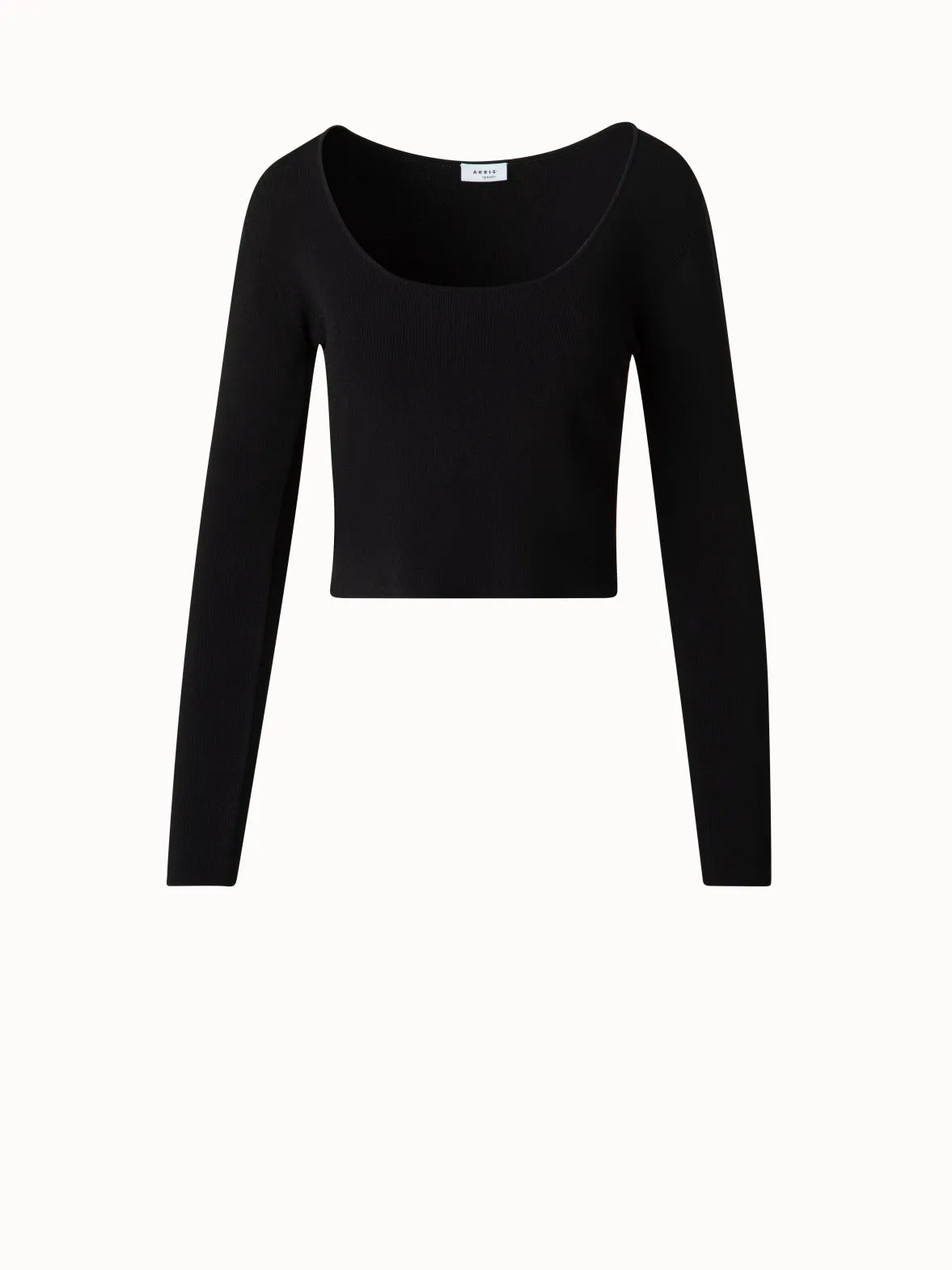 Cropped Long Sleeves Knit Top in Viscose