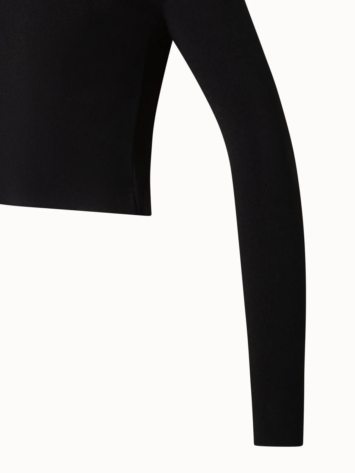 Cropped Long Sleeves Knit Top in Viscose
