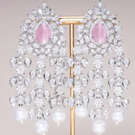 Dia Statement Waterfall Pearl Earrings Pink White Gold By Jaipur Rose Luxury Indian Jewelry Online (Copy)