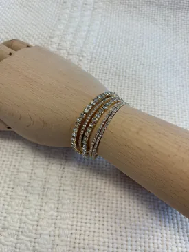 Five Row Rhinestone Bracelet Set