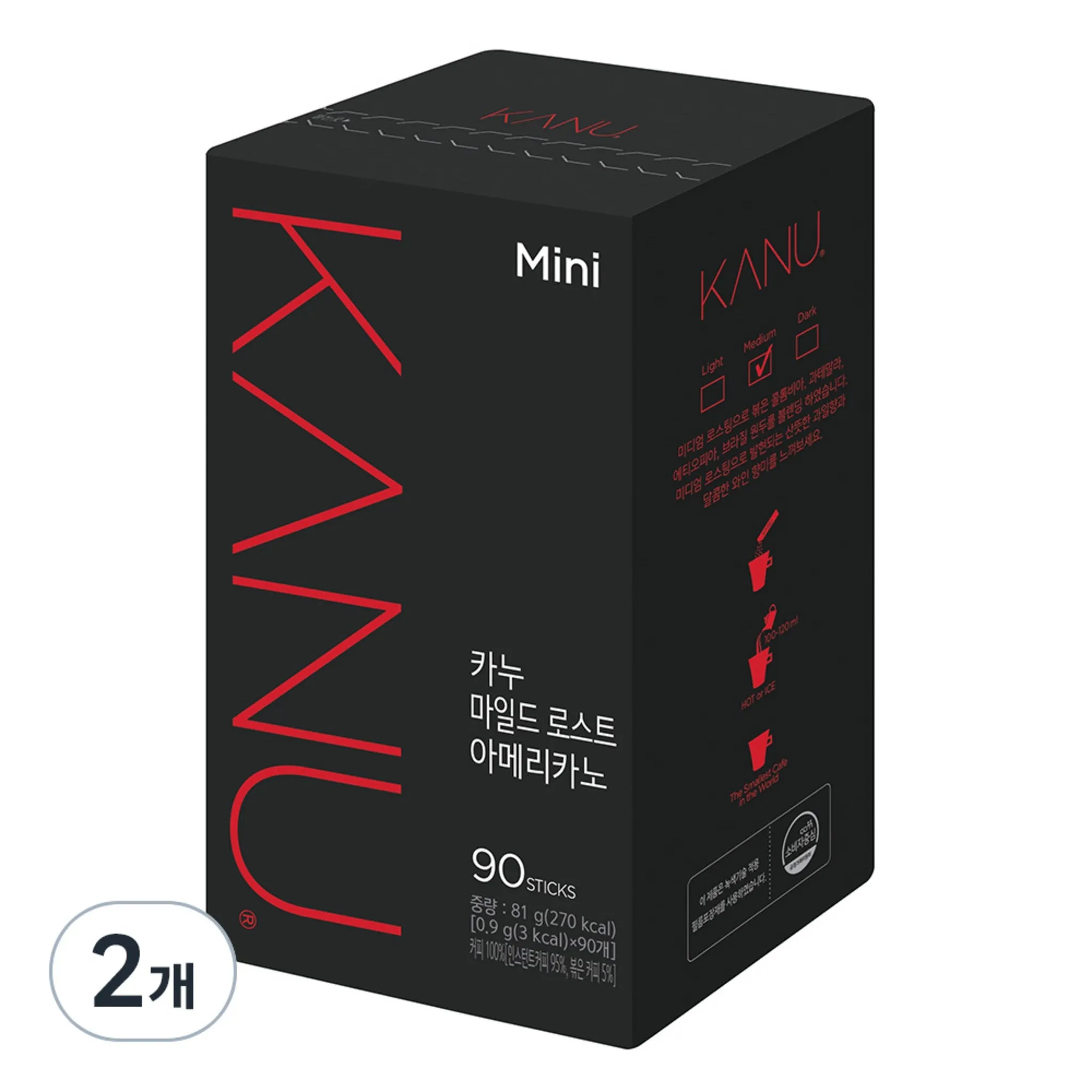 Kanu Mild Roast Americano Mini Instant Coffee Mix, 900mg, 90 Packs, 2 Units - 🏆 #92 - Grocery - Best of December