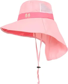 Kids Sun Hats UPF 50  Sun Protection Hat for Kids with Neck Flap Adjustable Large Brim Beach Fishing Hat for Age 3-12