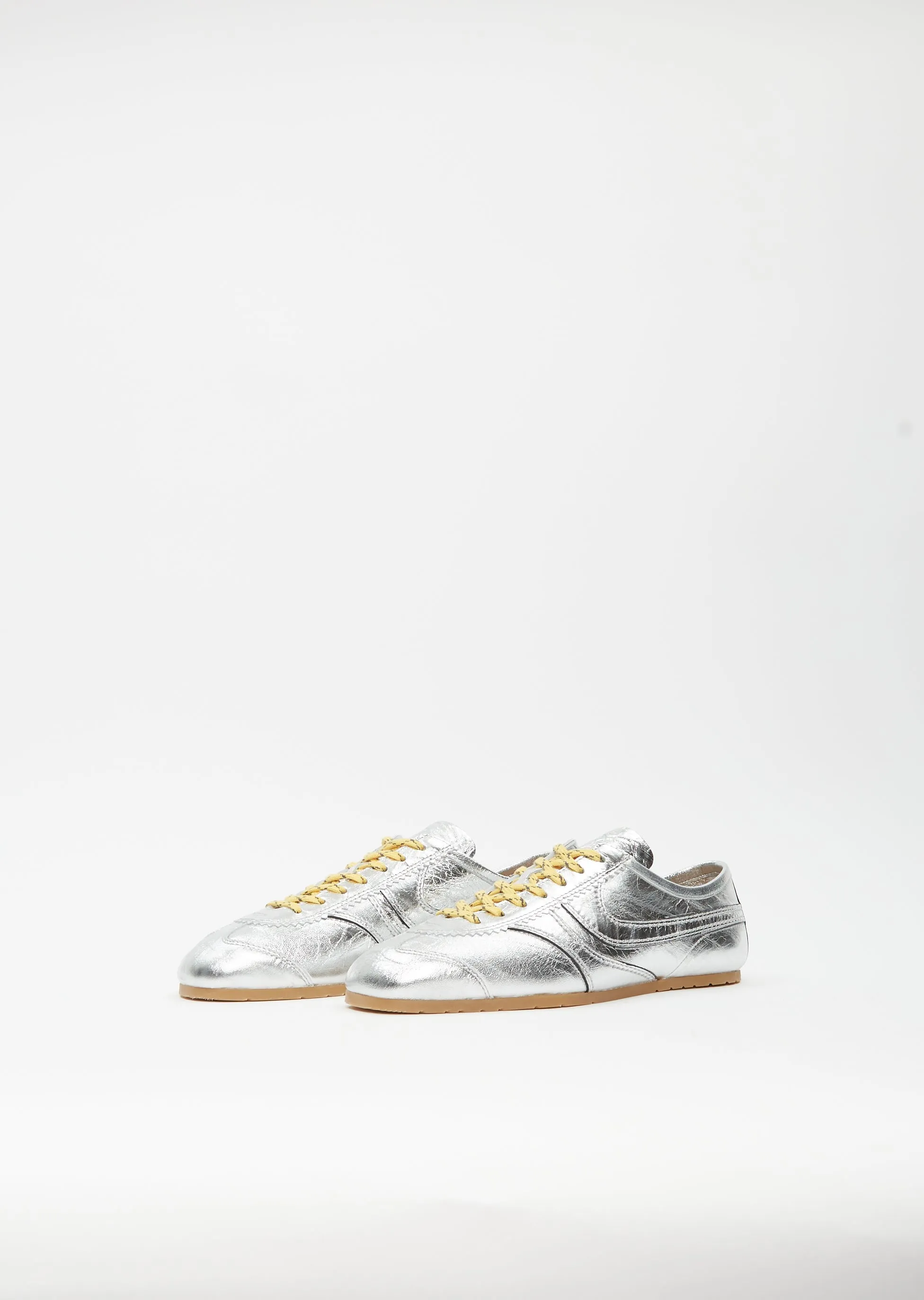 Leather Trainer — Silver