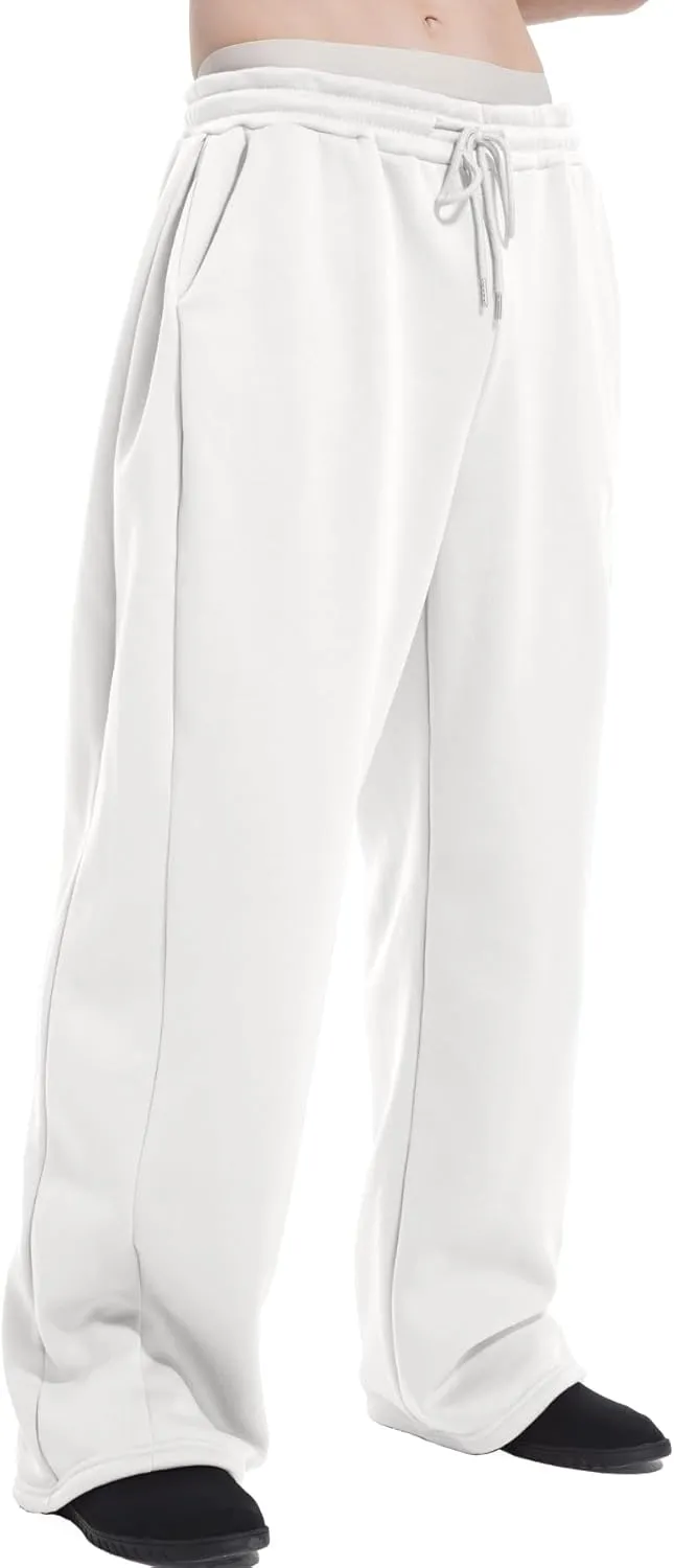 Men's Baggy Sweatpants Wide Leg Lounge Sweat Pants with Pockets