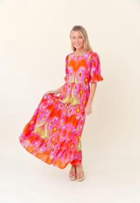 Michola Dress - Strawberry Limeade Ikat