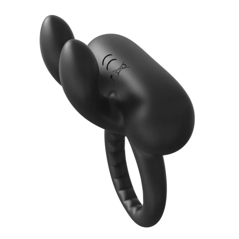 Ramrod Rabbit Vibrating Cock Ring Black