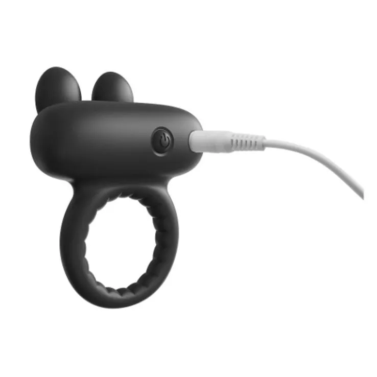 Ramrod Rabbit Vibrating Cock Ring Black