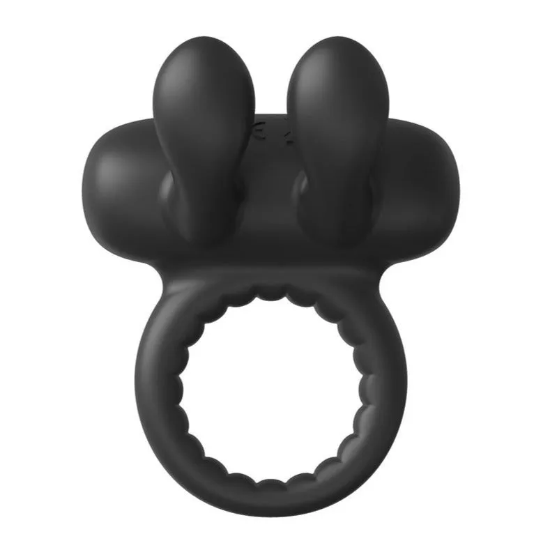 Ramrod Rabbit Vibrating Cock Ring Black