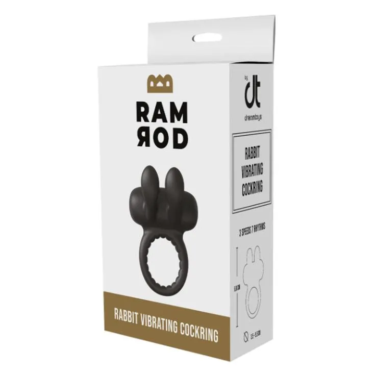 Ramrod Rabbit Vibrating Cock Ring Black