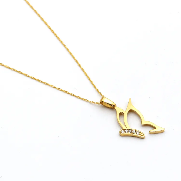 Real Gold Butterfly Necklace 0154 CWP 1755