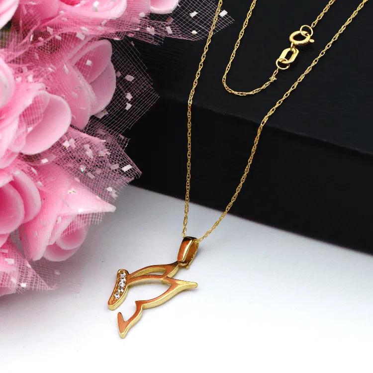 Real Gold Butterfly Necklace 0154 CWP 1755