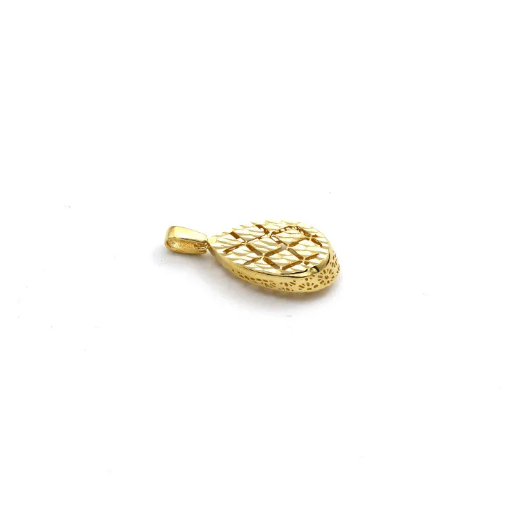 Real Gold Glittering Net Oval Pendant - Model 0337 P 1956
