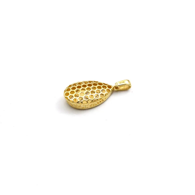 Real Gold Glittering Net Oval Pendant - Model 0337 P 1956
