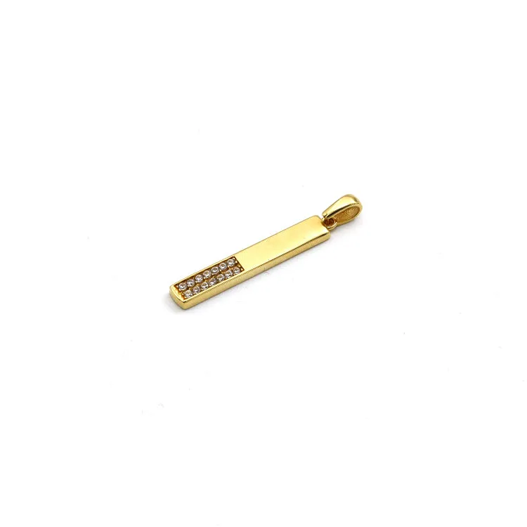 Real Gold Half Stone Bar on One Side Pendant - Model 0207 P 1959