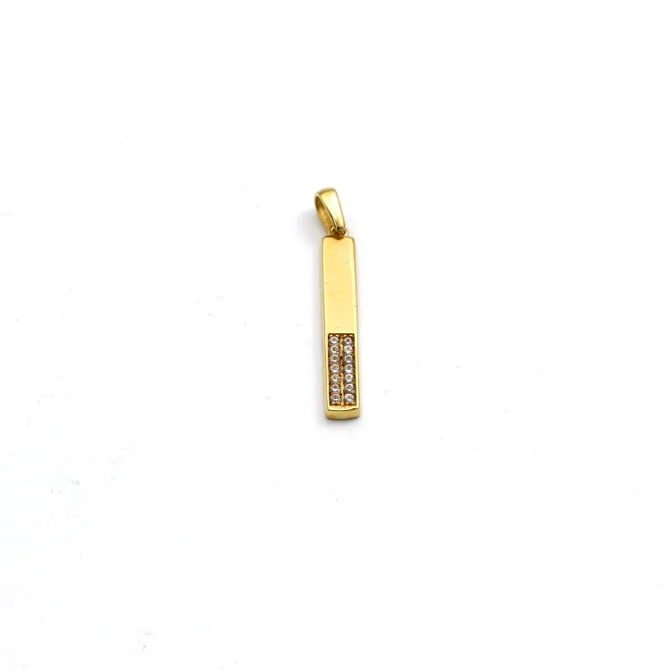 Real Gold Half Stone Bar on One Side Pendant - Model 0207 P 1959