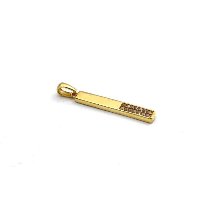 Real Gold Half Stone Bar on One Side Pendant - Model 0207 P 1959