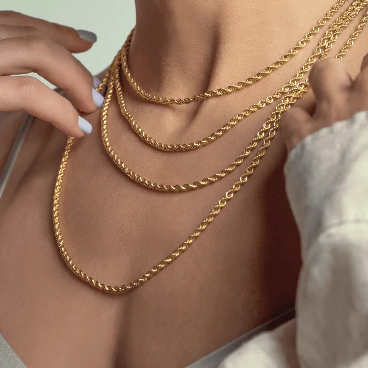 Real Gold Solid Thick Rope Men Chain 4 MM 2603 (50 C.M) CH1202