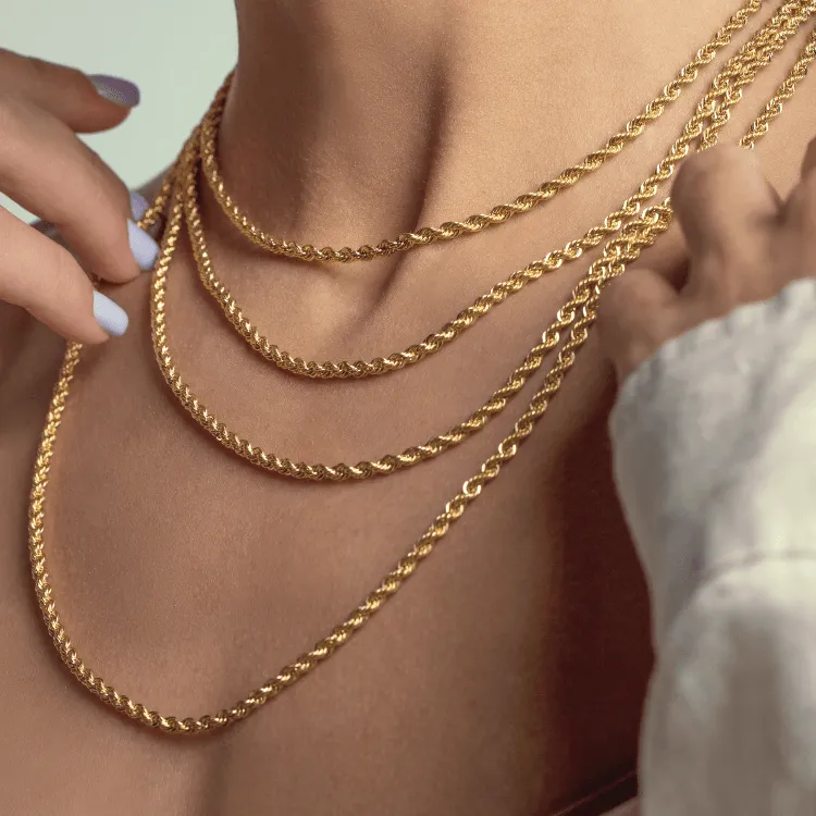 Real Gold Solid Thick Rope Men Chain 4 MM 2603 (50 C.M) CH1202