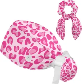Scrub Cap with Scrunchies, Rainbow Working Hat Hair Cover, Elastic Bandage Tie Back Hats for Women
