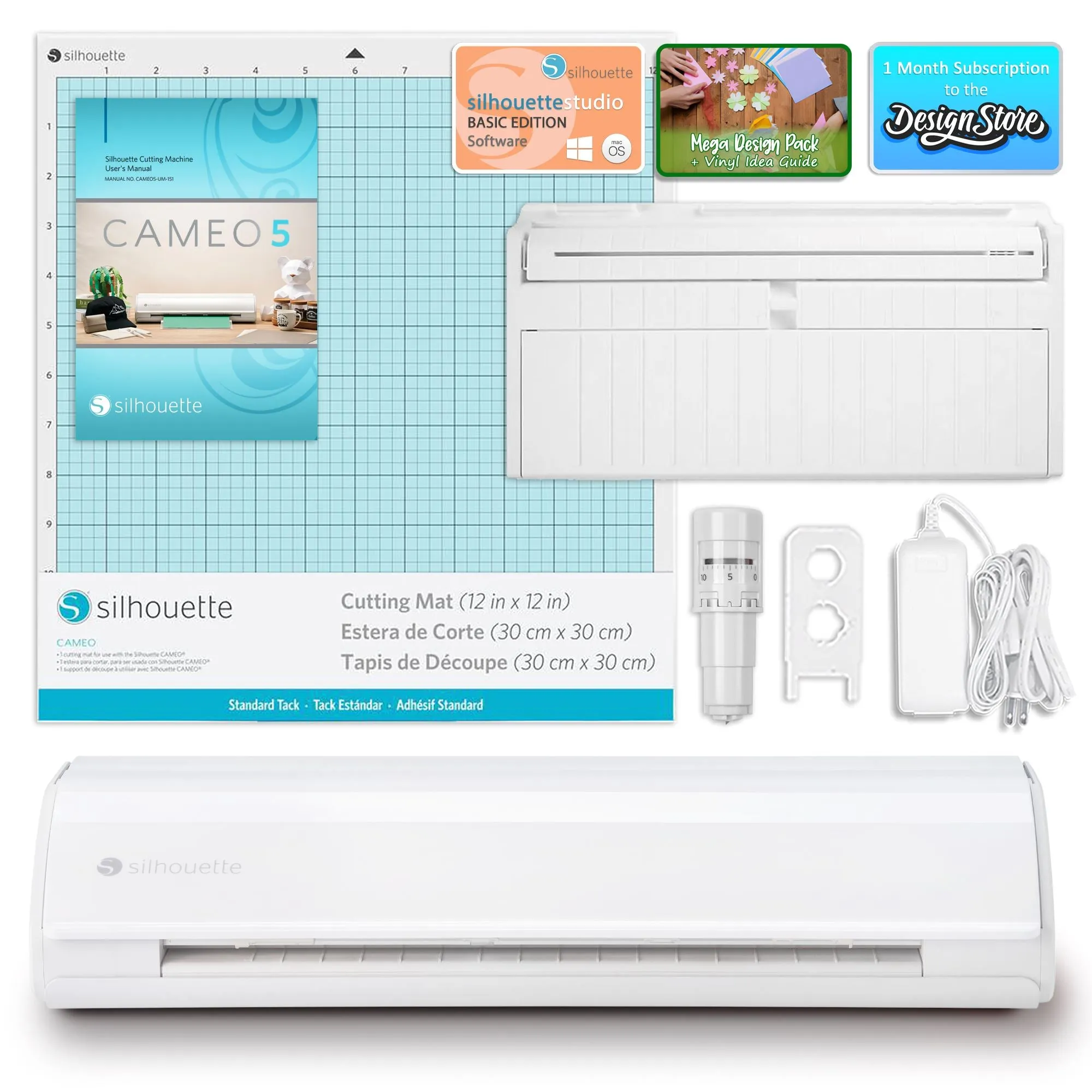 Silhouette White Cameo 5 w/ 8-in-1 Turquoise Heat Press & Siser HTV
