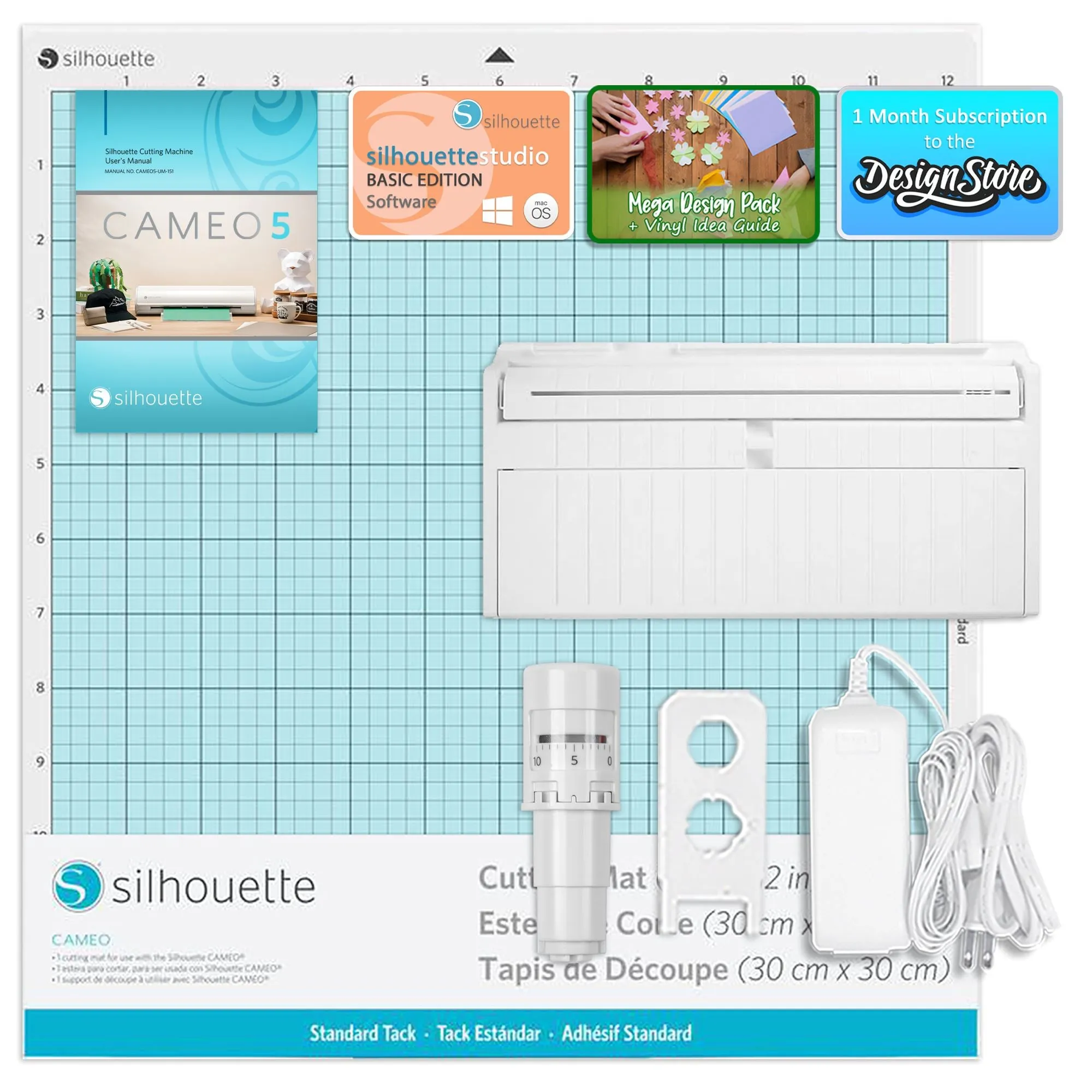Silhouette White Cameo 5 w/ 8-in-1 Turquoise Heat Press & Siser HTV