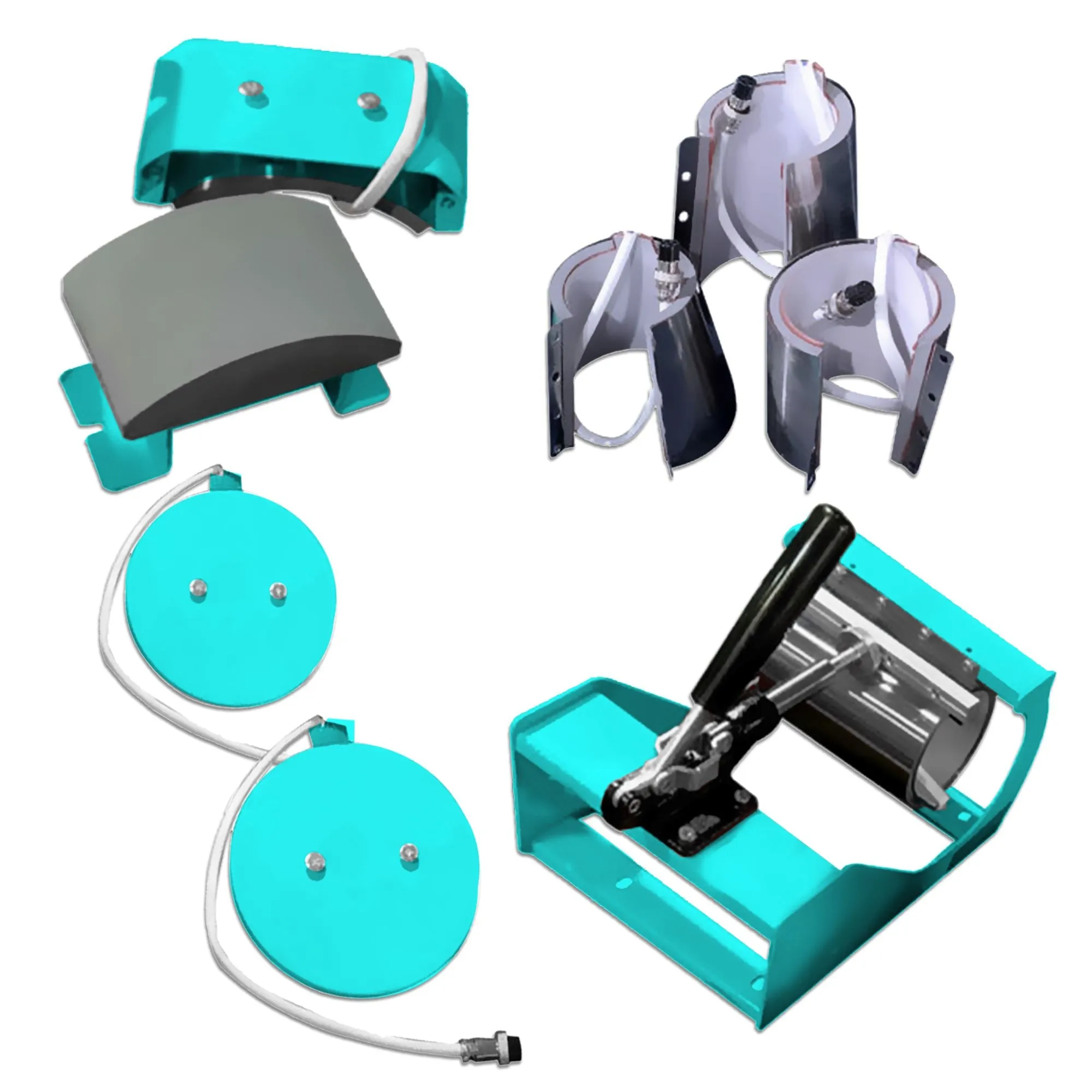 Silhouette White Cameo 5 w/ 8-in-1 Turquoise Heat Press & Siser HTV