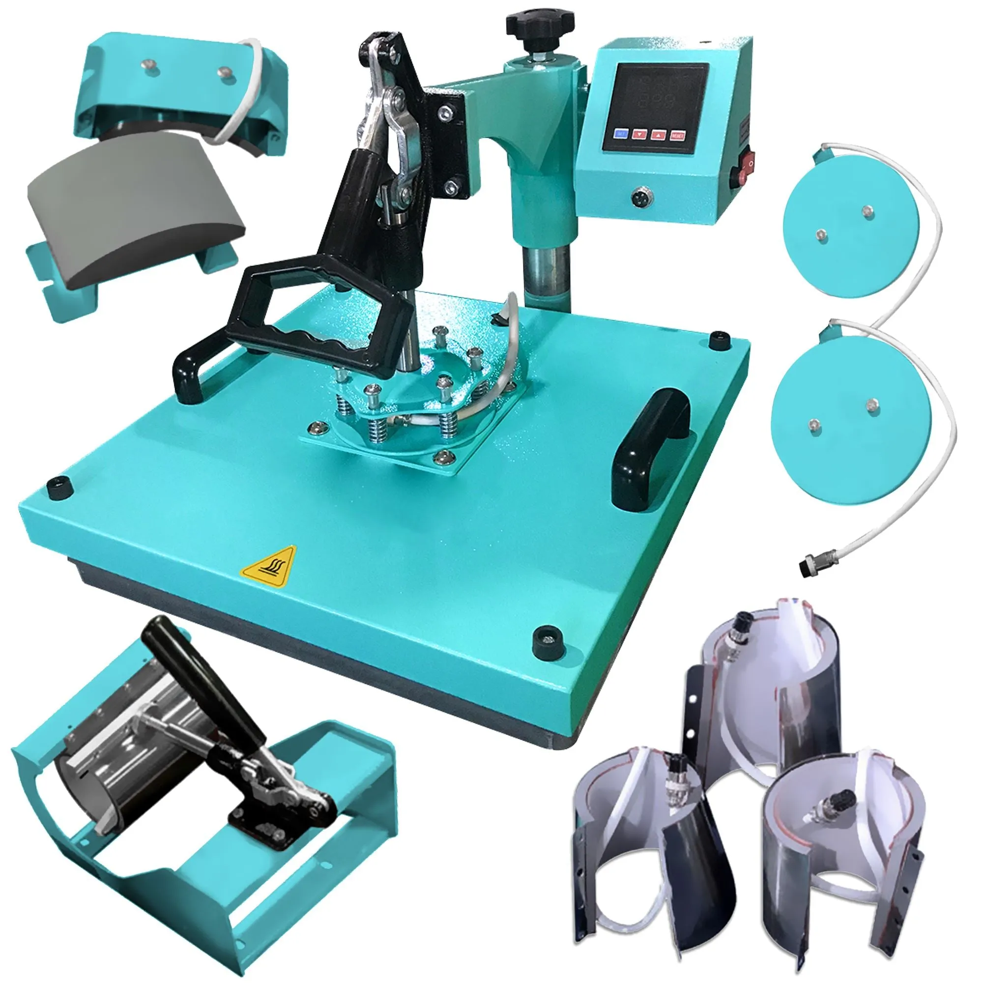 Silhouette White Cameo 5 w/ 8-in-1 Turquoise Heat Press & Siser HTV
